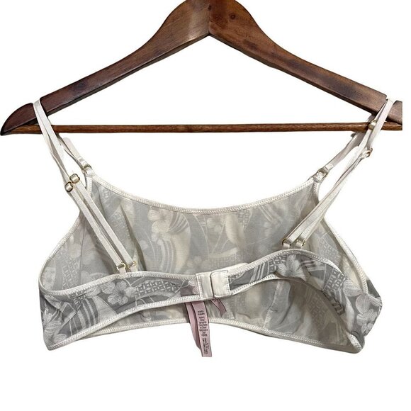 Victoria's Secret Women's White Gray Floral Mesh Sheer Bralette Size Large - Picture 7 of 7